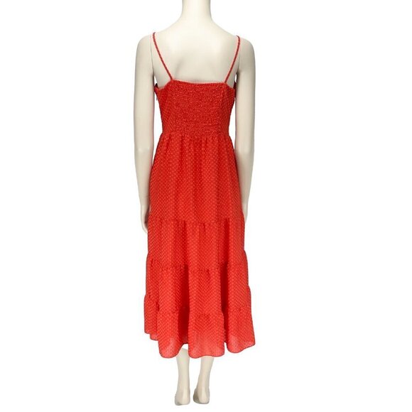 NANETTE LEPORE Classic Retro Tiered Western Collar Red Textured MIDI Dress sz4 - Picture 5 of 11